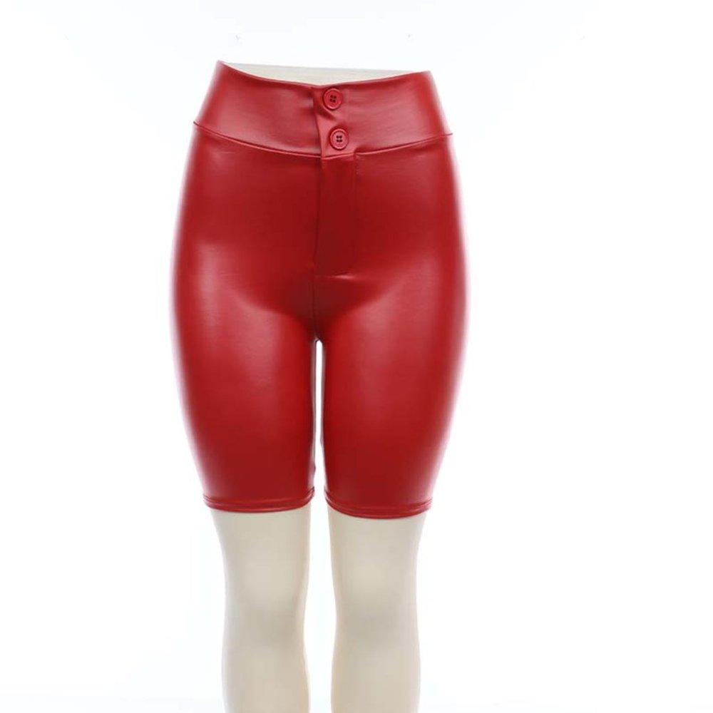 USA HIGH WAISTED BEAUTIFUL WOMEN PU LEATHER BERMUDA PANTS NEW RED D.ROCK BRAND